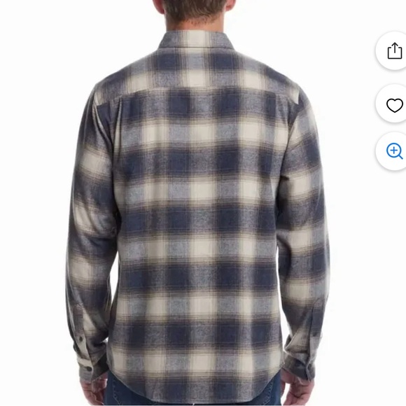 NWT Size M Weatherproof Navy and Cream Plaid Casual Shirt - Picture 3 of 6